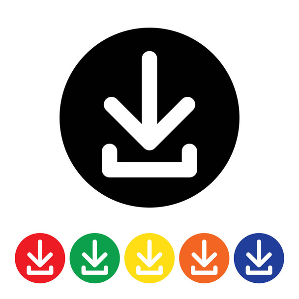 Um conjunto de ícones de download coloridos isolados em um fundo branco
 - Vetor, Imagem