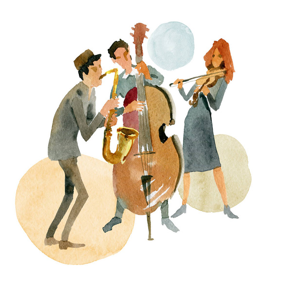 Інструментальне джазове тріо, що складається з подвійного басу, скрипки та саксофона
 - Фото, зображення