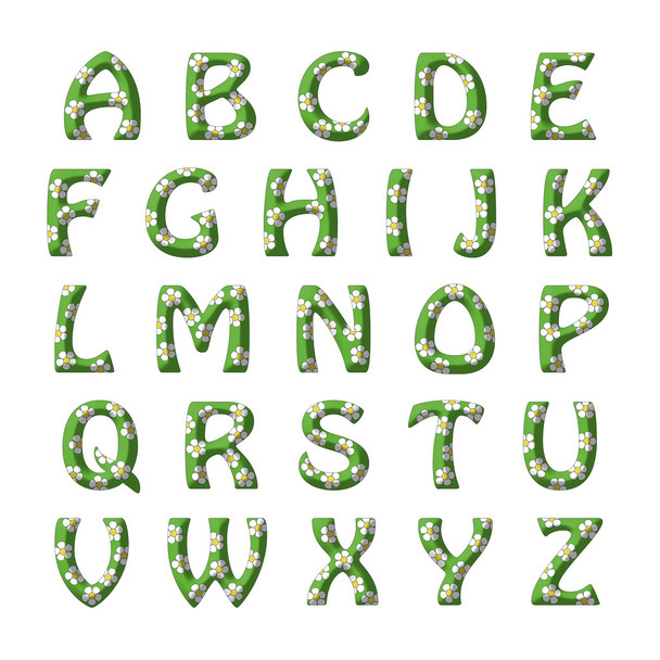 grass and flowers alphabet set for children - Photo, Image