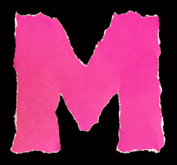 brieven van gescheurde stukjes gekleurd papier. alfabet m - Foto, afbeelding