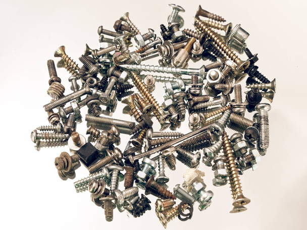 screws nuts bolts washers screws loose in assortment - Foto, afbeelding