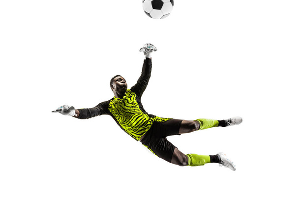 One soccer player goalkeeper man catching ball - Foto, Bild