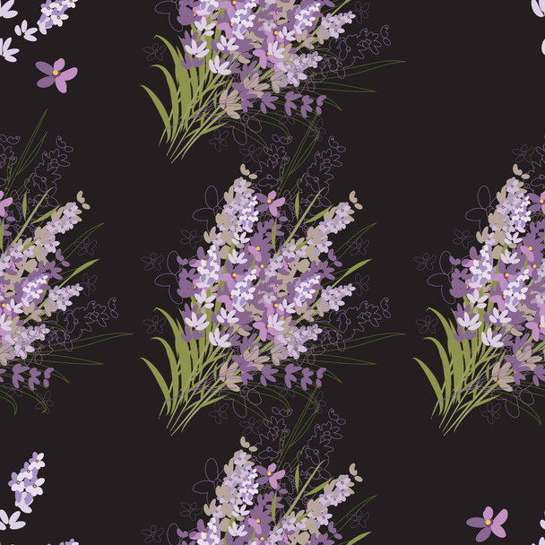 Seamless vector floral pattern with lavender flowers - Vetor, Imagem
