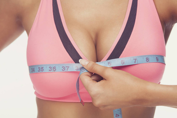 woman measuring her breast - Photo, Image