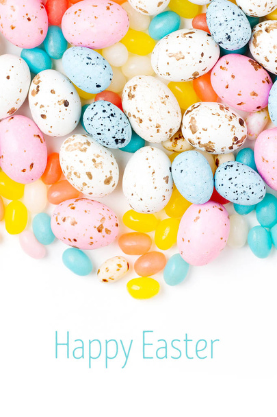 Stylish Candy background  in pastel colors. Easter concept . Flat lay - Фото, зображення
