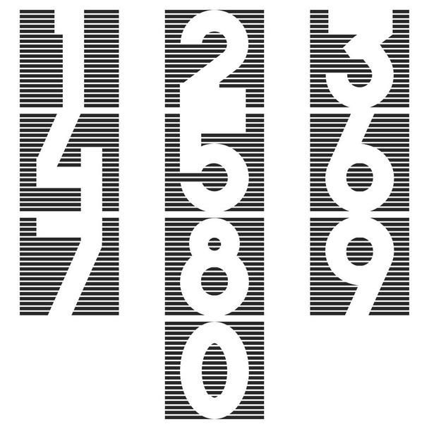 Bir küme 0, sayılar için tasarım bloklarla 1 ince çizgilerin bir kare şeklinde sayının - Vektör, Görsel
