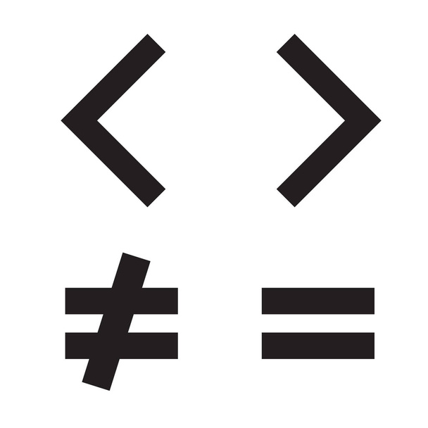 símbolos matemáticos básicos igual maior que o ícone no fundo branco. estilo plano. ícone matemático para o seu web site design, logotipo, aplicativo, UI. símbolo matemático
. - Vetor, Imagem