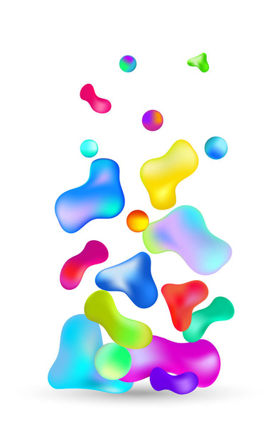 Abstract multicolored 3d gradient liquid drops on white background - Photo, Image