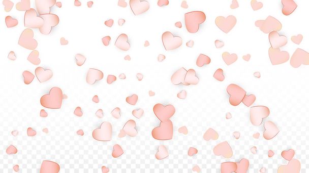 Konfety srdce láska padající pozadí. Valentýnský den vzor romantické rozptýlené srdce. Vektorové ilustrace pro karty, bannery, plakáty, letáky pro svatbu, výročí, narozenin, prodej. - Vektor, obrázek
