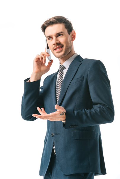 executive businessman talking on smartphone isolated on white - Foto, Imagem