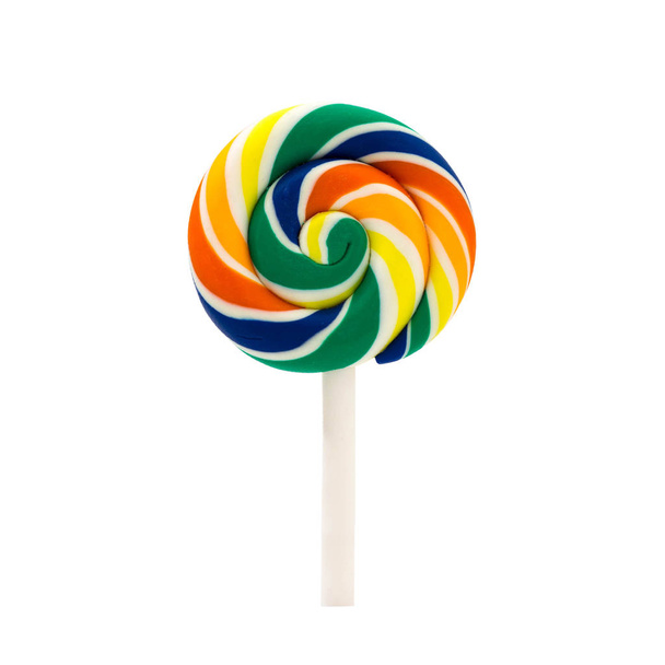 colorful rainbow lollipop swirl isolated on white background - Photo, Image