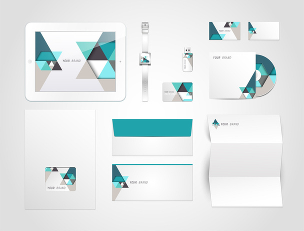 Corporate identity kit or business kit with artistic, abstract elements for your business - Vetor, Imagem