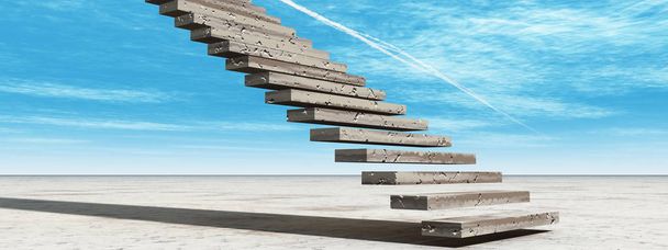 Konsepti tai käsitteellinen 3D kuvitus portaat taivaaseen taustalla aavikolla pilvet banneri
 - Valokuva, kuva