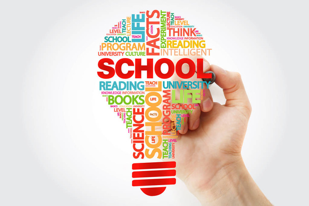 SCHOOL bulb word cloud collage with marker, business concept background - Φωτογραφία, εικόνα