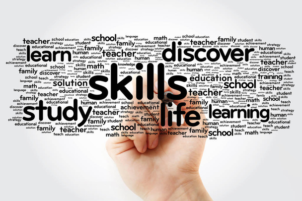 SKILLS word cloud with marker, education concept background - Фото, изображение