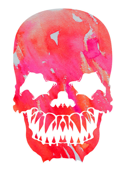agressieve roze aquarel schedel - Foto, afbeelding