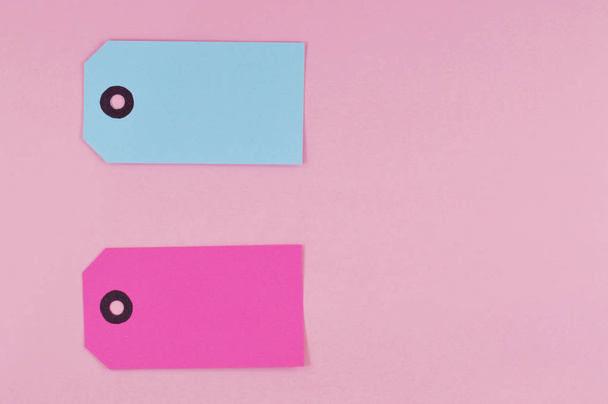 Set of colorful labels made of paper with pink background for your shopping projects - 写真・画像