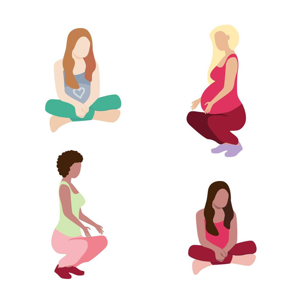 Schwangere Frauen in einem modernen Cartoon-Stil. Vektorillustration - Vektor, Bild