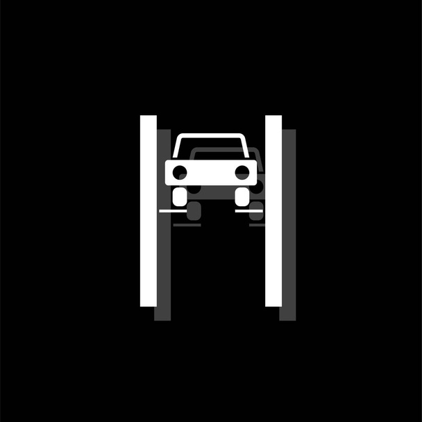 Opheffing van de auto. Witte vlakke eenvoudige pictogram met schaduw - Vector, afbeelding