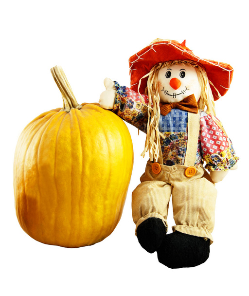 Scarecrow and pumpkin - Photo, Image