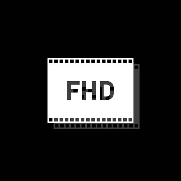 Full hd. Icono simple plano blanco con sombra
 - Vector, Imagen
