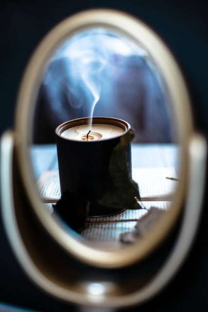 candle in the mirror - Фото, зображення