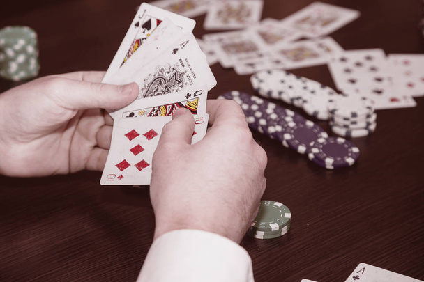 underground casino game. stakes and chips close up - Foto, Bild