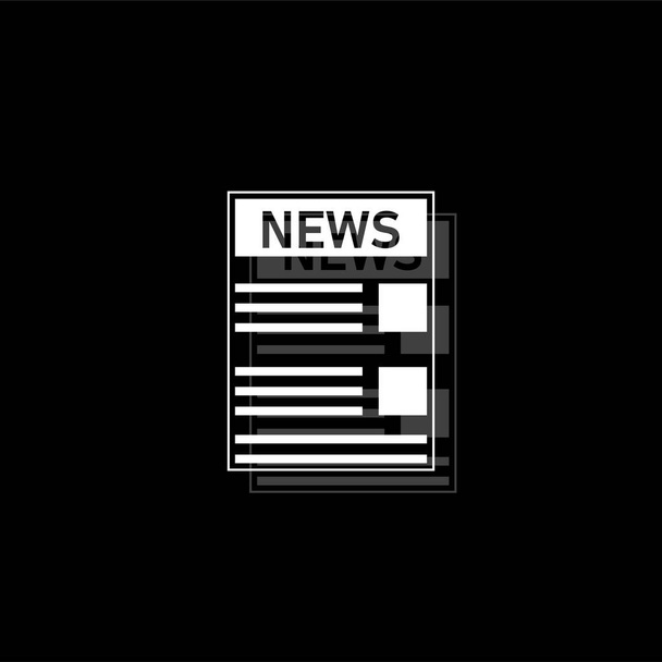 Newspaper. White flat simple icon with shadow - Vector, Image