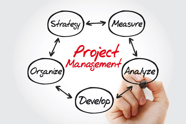 Project management mind map with marker, business concept - Foto, immagini