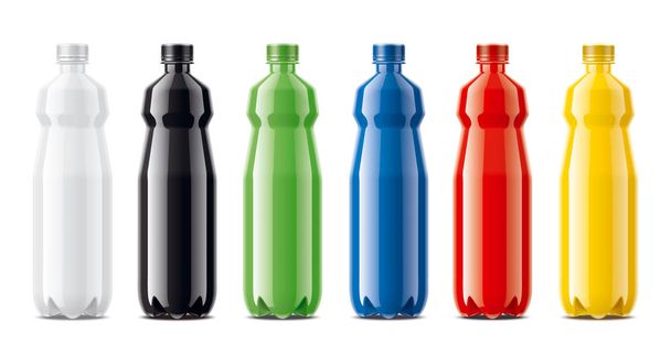 Bottles for juice, dairy drinks and other. Colored, not transparent version  - Photo, Image