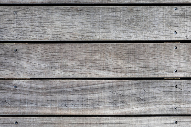 Wood planks with screws background, Outdoor wooden floor texture - Foto, imagen