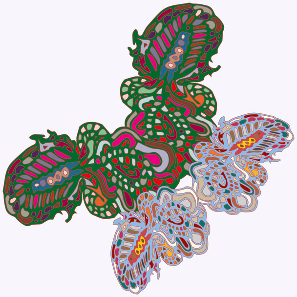 Absztrakt mintás színes világos pillangó szárnyak, textil nyomtatás, vektoros illusztráció. A szövet design, a háttérképet. - Vektor, kép