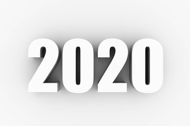 3D κείμενο του νέου έτους 2020 σε λευκό - Φωτογραφία, εικόνα