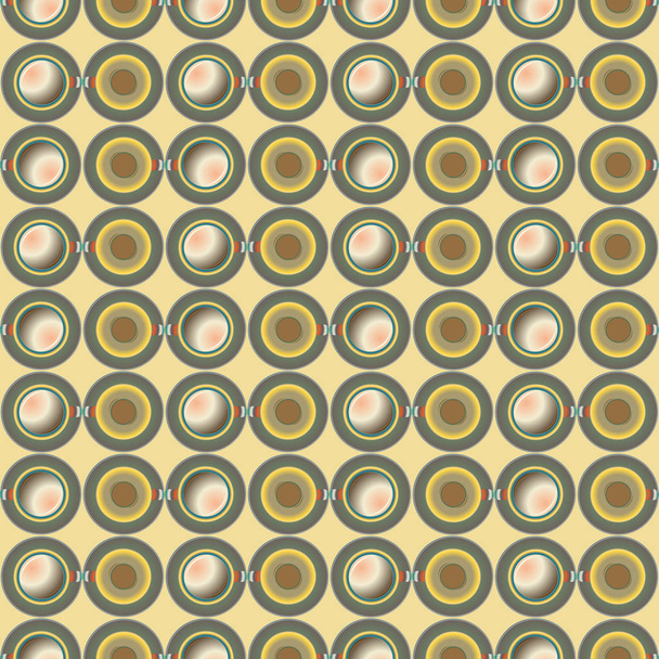 Cups of coffee or tea with dots on background seamless pattern. Vector illustration - Vector, Image