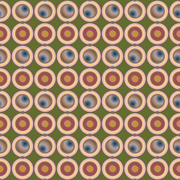 Tassen Kaffee oder Tee mit Punkten auf Hintergrund nahtlose Muster. Vektorillustration - Vektor, Bild