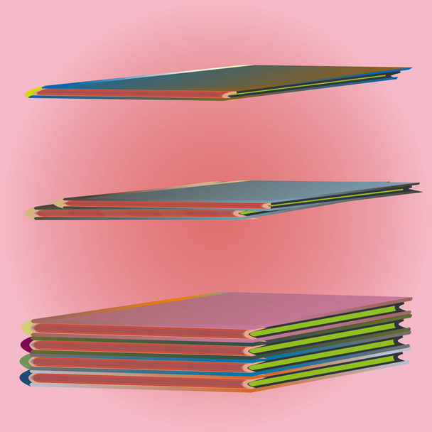 Stapels van kleurrijke notebooks. Vectorillustratie - Vector, afbeelding