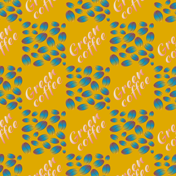 Green coffee beans seamless pattern background - Vektor, Bild