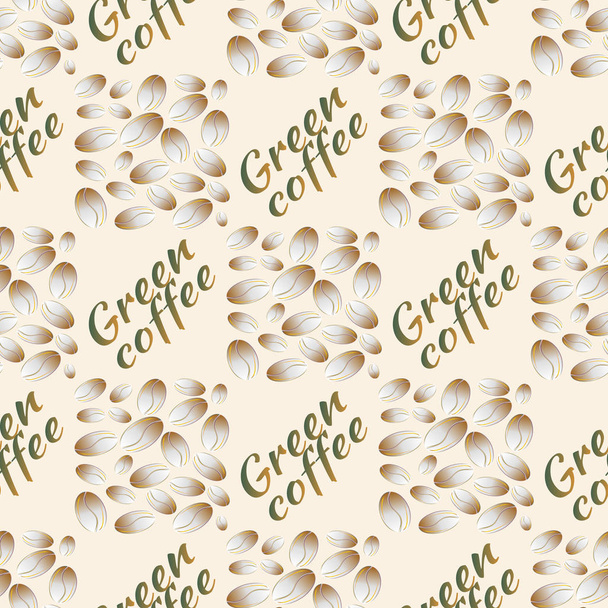 Κόκκους του πράσινου καφέ χωρίς ραφή πρότυπο υπόβαθρο - Διάνυσμα, εικόνα
