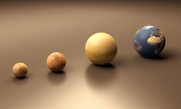 Planetas Mercúrio Marte Vênus e Terra em branco
 - Foto, Imagem