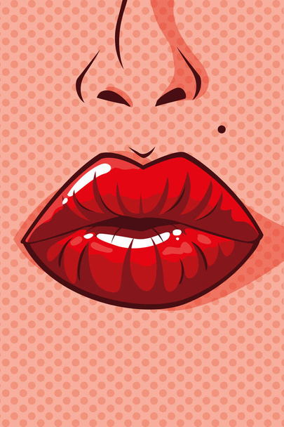 セクシーな女性の唇のポップなアート スタイル - ベクター画像