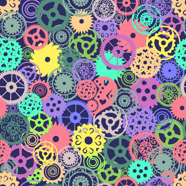 Seamless pattern. Gears in the Victorian style, hand drawn. Vector illustration - Vector, Image