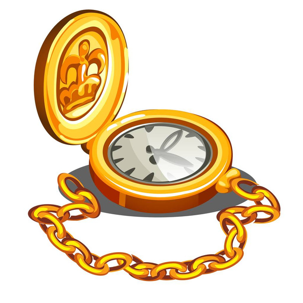 Vintage chronometer in a gold case isolated on white background. Vector cartoon close-up illustration. - Vektör, Görsel
