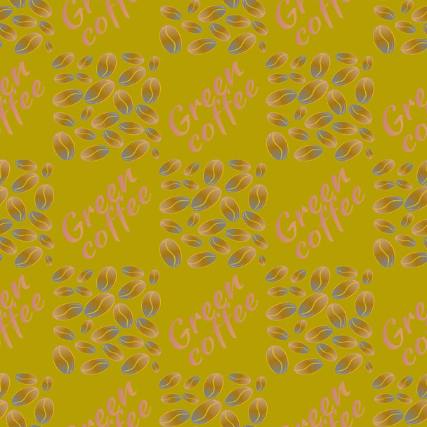 Groene koffiebonen naadloze patroon achtergrond - Vector, afbeelding