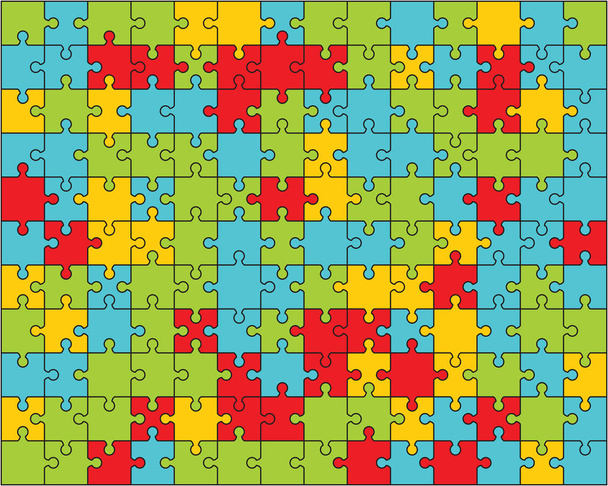 Illustrazione vettoriale di puzzle colorato, pezzi separati - Vettoriali, immagini