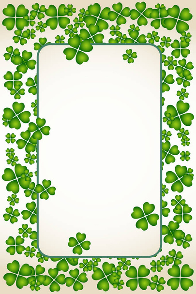 Saint Patrick's Day vector frame with small green trefoil clover shamrock leaves. Irish festival celebration greeting card design background. Nature floral spring backdrop. - Vecteur, image