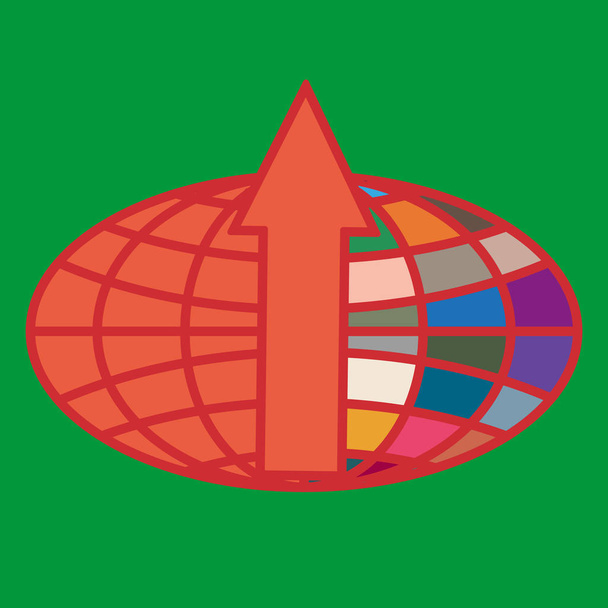Sign of earth globe with up direction arrow - Vector, Image