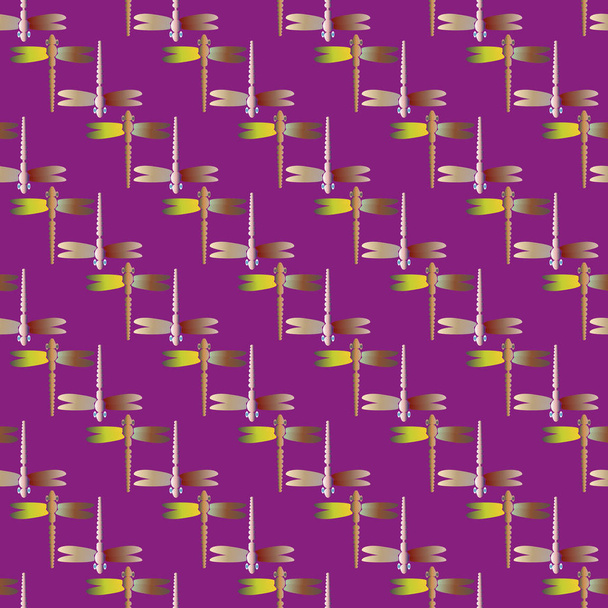 Декоративний кольоровий безшовний візерунок з милими бабками
 - Вектор, зображення