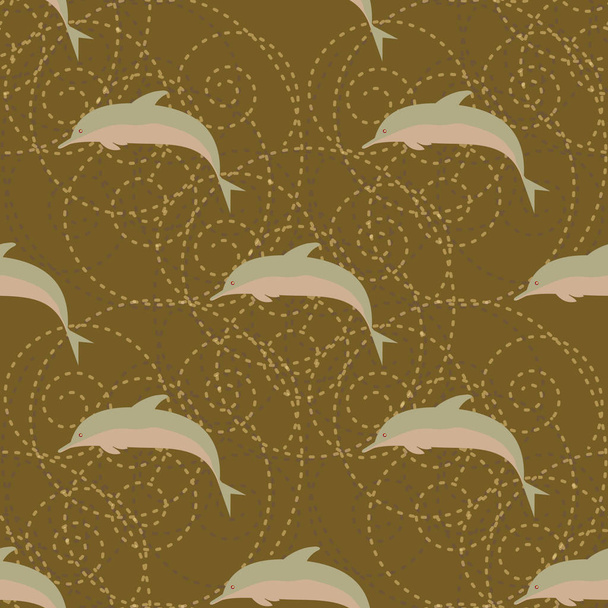 Patrón sin costura de color decorativo con delfines lindos
 - Vector, Imagen