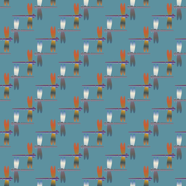 Színes Díszítő varrat nélküli mintát aranyos szitakötők - Vektor, kép