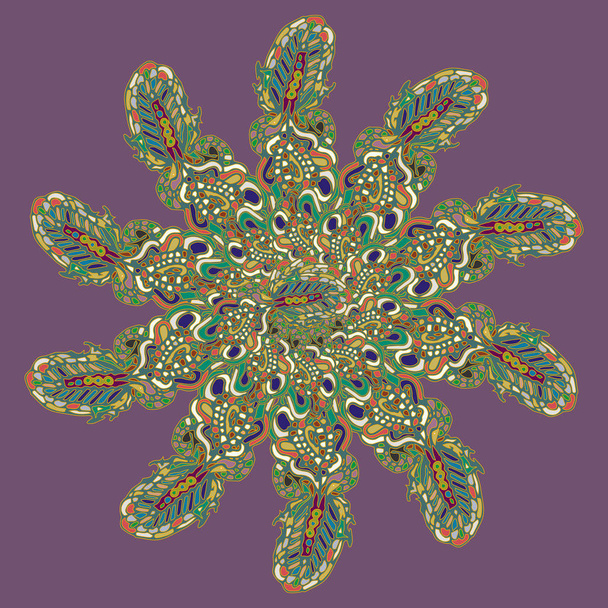 Zentangle stílus-új szimmetrikus mandala art ihlette firka. Dekoratív háttérkép, a kitöltőmintáikat, a web oldalak, érzéseire is felhasználható. - Vektor, kép
